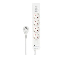 Гарнизон Сетевой фильтр EPS-OP-4-CU2-W-2 2.0 Мультипорт 4р, 10А, 1xType-C PD, 2 х USB QC, 4м, ур.защиты 4+, белый, пак(21449)