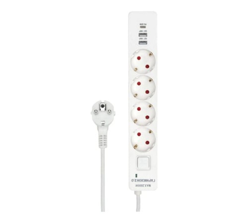 Гарнизон Сетевой фильтр EPS-OP-4-CU2-W-2 2.0 Мультипорт 4р, 10А, 1xType-C PD, 2 х USB QC, 4м, ур.защиты 4+, белый, пак(21449) Гарнизон Сетевой фильтр EPS-OP-4-CU2-W-2 2.0 Мультипорт 4р, 10А, 1xType-C PD, 2 х USB QC, 4м, ур.защиты 4+, белый, пак(21449)