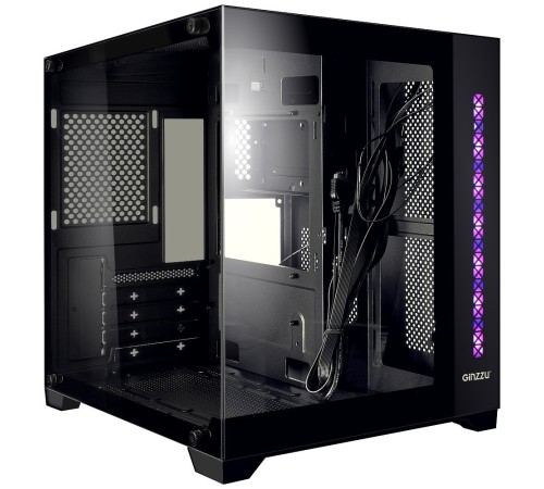 Ginzzu V320 RGB подсветка, закаленное стекло 1*USB 3.0,1*USB 2.0, AU mATX