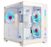 Ginzzu V490 RGB подсветка, контроллер CRC6, 3* 12R6 FAN 12CM RGB, закаленное стекло 1*USB 3.0,1*USB 2.0, AU Белый mATX