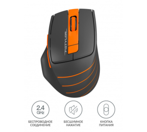 Мышь беспроводная A4Tech Fstyler FG30S grey/orange (USB, оптическая, 2000dpi, 6but, silent) (FG30S ORANGE)