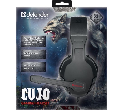 Гарнитура GAMING CUJO BLACK/RED 64505 DEFENDER