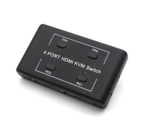 ORIENT HS41, HDMI KVM переключатель на 4 устройства, порты HDM + 2xUSB (клавиатура+мышь), поддержка 4K@30Hz, кнопка переключения на проводе 1.2 м, не требуется внешнее питание (31067)