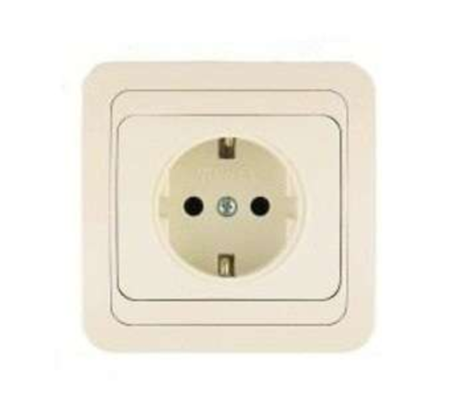 Розетка 1-м СП Mimoza 16А IP20 с заземл. крем./крем. Makel 25028