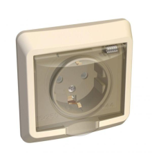 Systeme electric PC16-044K ЭТЮД IP44 С/У РОЗЕТКА с заземлением со штороками 16А 250B, КРЕМОВЫЙ, Россия