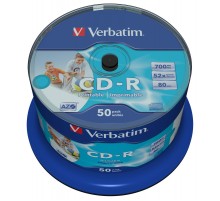 Диск CD-R Verbatim 700Mb 52x Cake Box (50шт) Printable (43438)