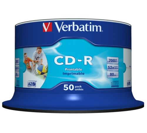 Диск CD-R Verbatim 700Mb 52x Cake Box (50шт) Printable (43438) Диск CD-R Verbatim 700Mb 52x Cake Box (50шт) Printable (43438)