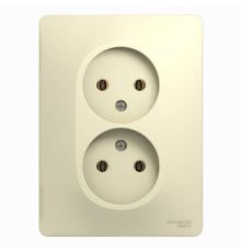 Systeme electric GSL000220 GLOSSA РОЗЕТКА двойная без заземления,16А, в сборе, БЕЖЕВЫЙ