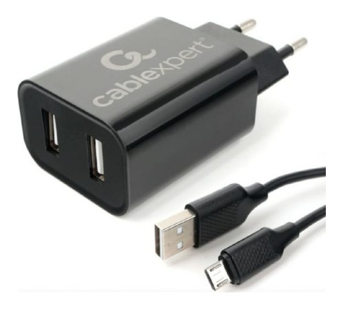 Cablexpert Зарядное устройство 12Вт, 2.4А, 2xUSB, кабель Micro USB 1м, черный, коробка-блистер (MP3A-PC-35 ) Cablexpert Зарядное устройство 12Вт, 2.4А, 2xUSB, кабель Micro USB 1м, черный, коробка-блистер (MP3A-PC-35 )