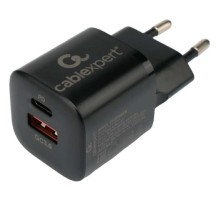 Cablexpert Зарядное устройство 20Вт, 3А, QC3.0/PD, 1xUSB, 1xType-C, черный, пакет (MP3A-PC-47)