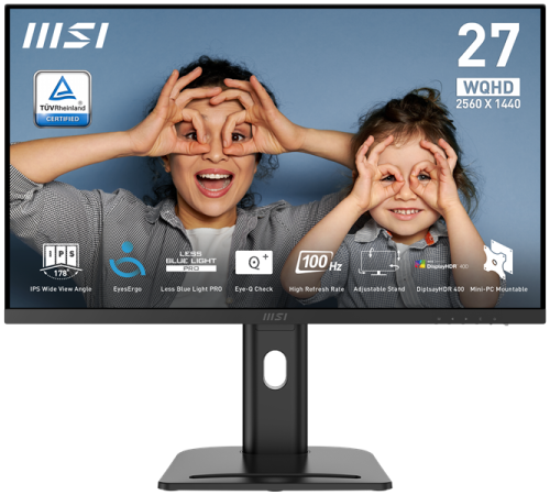 Монитор MSI PRO MP273QP E2 27" 16:9 WQHD(2560x1440) IPS Flat,1ms(MPRT),1000:1,100M:1,400nit,178/178,2xHDMI 2.0,DP 1.2,Speaker,Tilt,Swivel,Height,Pivot,VESA,100Hz,Black,1y war-ty (9S6-3PB69H-043)