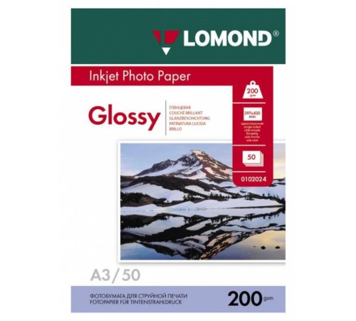 Фотобумага Lomond 0102024 A3/200г/м2/50л./белый глянцевое для струйной печати Фотобумага Lomond 0102024 A3/200г/м2/50л./белый глянцевое для струйной печати