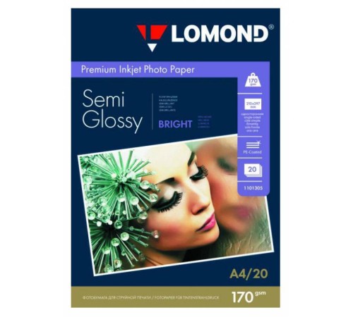 Бумага Lomond 1101305 A4/170г/м2/20л./белый полуглянцевое для струйной печати Бумага Lomond 1101305 A4/170г/м2/20л./белый полуглянцевое для струйной печати