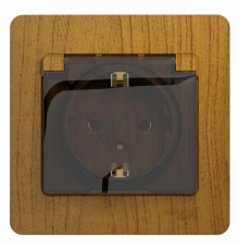 Systeme electric GSL000546 GLOSSA РОЗЕТКА с заземлением со шторками с крышкой, 16А,IP20,в сборе, ДЕРЕВО ДУБ