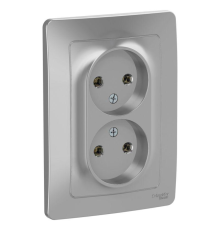 Systeme electric BLNRS000023 BLANCA С/У РОЗЕТКА двойная без заземления без штор., 16А, 250В, АЛЮМИНИЙ