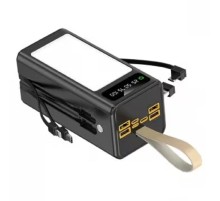 SmartiNext SN-P30KBL Повербанк 30000 мАч с LED светильником и кабелями, черный