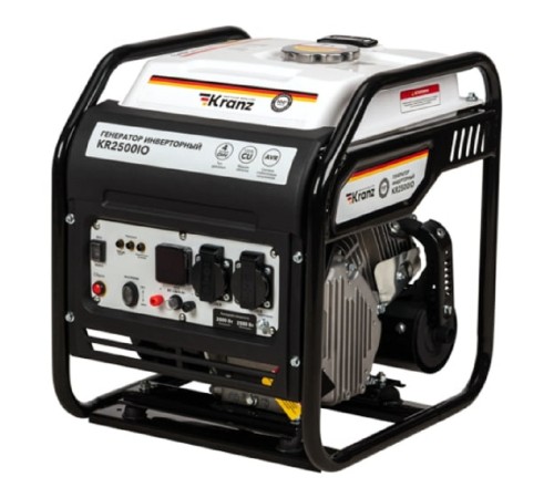 Kranz KR-16-1142 Генератор инверторный KR2500IO, 2,5кВт, 230В, 7л, открытый корпус, ручной старт
