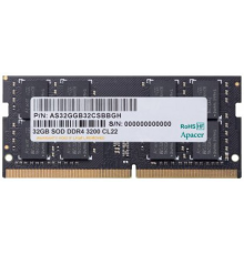 Оперативная память Apacer  DDR4  32GB  3200MHz SO-DIMM (PC4-25600) CL22 1.2V (Retail) 2048*8  3 years (AS32GGB32CSBBGH/ES.32G21.PSI) (AS32GGB32CSBBGH)