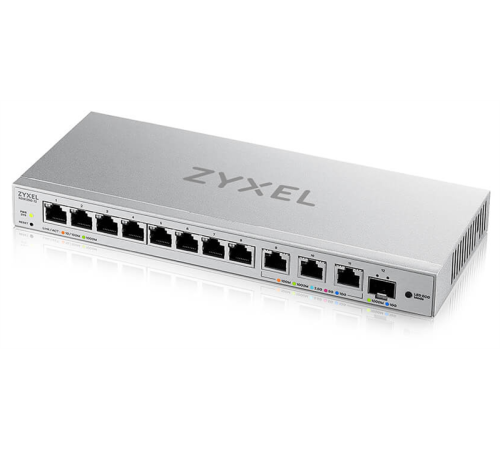 Коммутатор Мультигигабитный Smart L2 коммутатор Zyxel XGS1250-12, 8xGE, 3x1/2,5/5/10G, 1xSFP+, кнопка LED ECO Mode, настольный (XGS1250-12-ZZ0102F)
