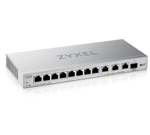 Коммутатор Мультигигабитный Smart L2 коммутатор Zyxel XGS1250-12, 8xGE, 3x1/2,5/5/10G, 1xSFP+, кнопка LED ECO Mode, настольный (XGS1250-12-ZZ0102F)