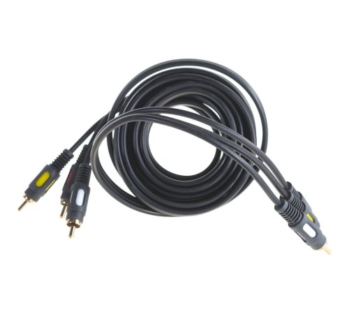 Rexant (17-0214) Шнур 3 RCA - 3 RCA, 3м, черный, Gold Rexant (17-0214) Шнур 3 RCA - 3 RCA, 3м, черный, Gold