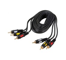 Rexant (17-0215) Шнур 3 RCA - 3 RCA, 5м, черный, Gold