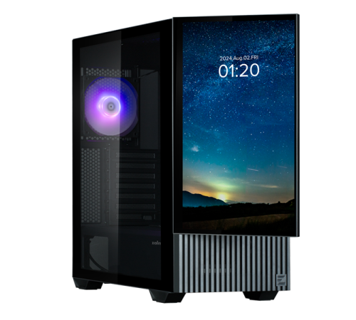 Корпус ZALMAN Z10 DS, ATX, BLACK, WINDOW, built-in 15.6-inch FHD display, 2x3.5", 2x2.5", 2xUSB3.0, 1xUSB 3.1 Type-C, FRONT 2x120mm, REAR 1x120mm ARGB (Z10 DS Black)