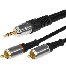 Rexant (17-4225) Шнур Стерео 3,5мм - 2 RCA, 5м, Gold-металл