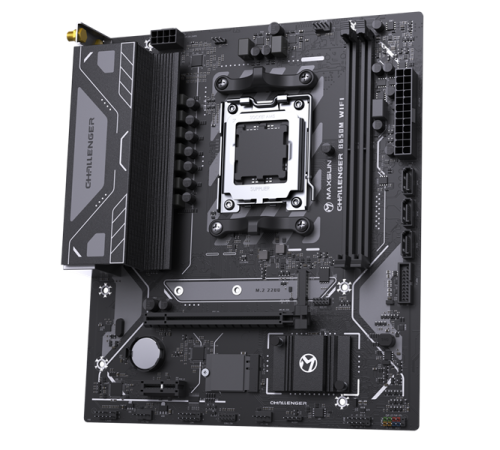Материнская плата MAXSUN MS-Challenger B650M WIFI, AM5, B650, 2*DDR5, 3*SATA3, M.2, 4*USB 3.2, 2*USB 2.0, 1*PCIEx16, 1*PCIEx1, DP+HDMI, mATX (MS-Challenger B650M WIFI)