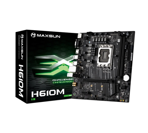 Материнская плата MAXSUN MS-Challenger H610M, LGA1700, H610, 2*DDR4, 3*SATA3, M.2, 2*USB 3.2, 4*USB 2.0, 1*PCIEx16, 1*PCIEx1, VGA+HDMI+DP, mATX (MS-Challenger H610M)
