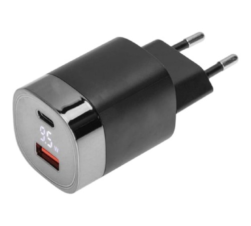Rexant (18-2224) Сетевое зарядное устройство USB QC (30W) + Type C PD (33W), с дисплеем, чёрное Rexant (18-2224) Сетевое зарядное устройство USB QC (30W) + Type C PD (33W), с дисплеем, чёрное