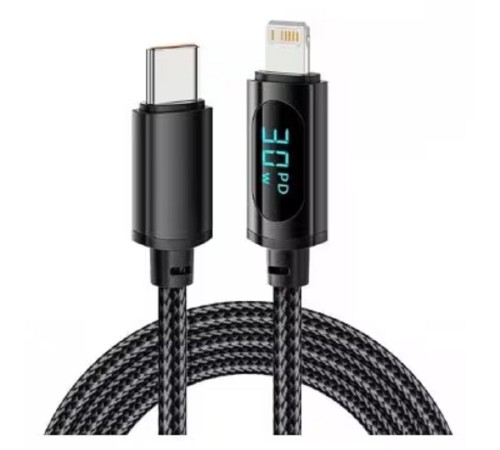 Rexant (18-7068) Кабель Type-C – Lightning для Apple, 3А, 1м, в черной нейлоновойоплетке, с LED дисплеем Rexant (18-7068) Кабель Type-C – Lightning для Apple, 3А, 1м, в черной нейлоновойоплетке, с LED дисплеем