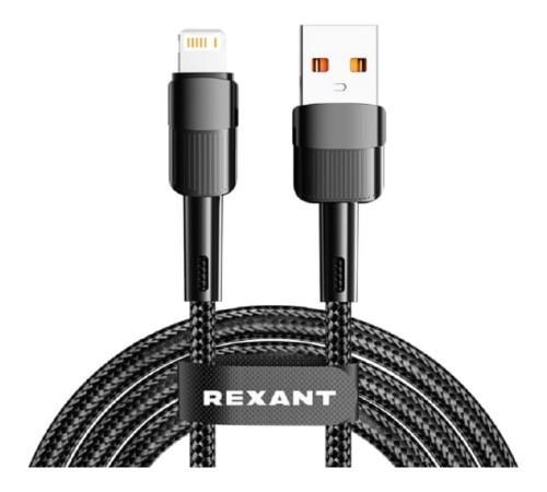 Rexant (18-7060) Кабель USB-A – Lightning для Apple, 2,4А, 1м, в черной нейлоновой оплетке Rexant (18-7060) Кабель USB-A – Lightning для Apple, 2,4А, 1м, в черной нейлоновой оплетке
