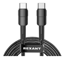 Rexant (18-7071) Кабель Type-C – Type-C, 3A, 60Вт, 1м, в черной нейлоновой оплетке