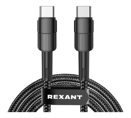 Rexant (18-7071) Кабель Type-C – Type-C, 3A, 60Вт, 1м, в черной нейлоновой оплетке Rexant (18-7071) Кабель Type-C – Type-C, 3A, 60Вт, 1м, в черной нейлоновой оплетке