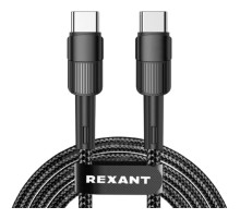 Rexant (18-7072) Кабель Type-C – Type-C, 5A, 100Вт, 1м, в черной нейлоновой оплетке