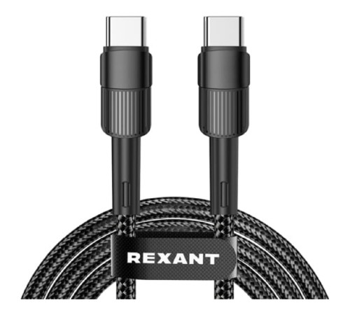 Rexant (18-7073) Кабель Type-C – Type-C, 5A, 100Вт, 2м, в черной нейлоновой оплетке Rexant (18-7073) Кабель Type-C – Type-C, 5A, 100Вт, 2м, в черной нейлоновой оплетке