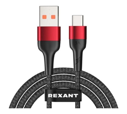 Rexant (18-7066) Кабель USB-A – Type-C, 5А, 50Вт, 1м, в черной нейлоновой оплетке Rexant (18-7066) Кабель USB-A – Type-C, 5А, 50Вт, 1м, в черной нейлоновой оплетке