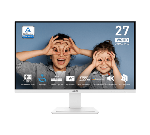 Монитор MSI PRO MP273QW E2 27" 16:9 WQHD(2560x1440)IPS Flat,1ms(MPRT),1300:1,100M:1,400nit,178/178,2xHDMI ,1xDP,Tilt,VESA,100Hz,1y w-ty, White (9S6-3PB69H-054)