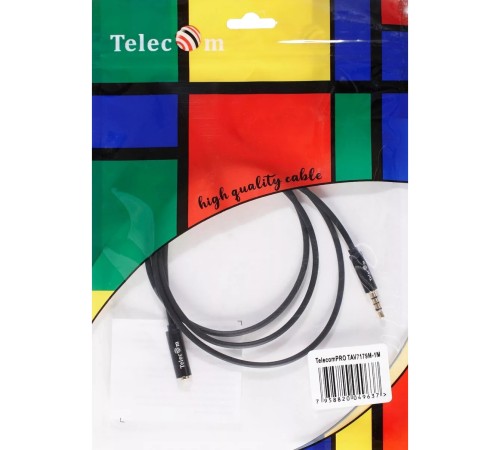 Кабель удлинит 3.5 Jack (M) - 3.5 Jack (F), 1м Telecom PRO <TAV7179M-1M> VCOM Кабель-переходник Telecom Jack 3.5 mm M/Jack 3.5 mm F (TAV7179M-1M)