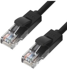 Greenconnect Патч-корд прямой 20.0m, UTP кат.5e, черный, позолоченные контакты, 24 AWG, литой, GCR-LNC06-20.0m, ethernet high speed 1 Гбит/с, RJ45, T568B Greenconnect RJ45(m) - RJ45(m) Cat. 5e U/UTP PVC 20м чёрный (GCR-LNC06-20.0m)