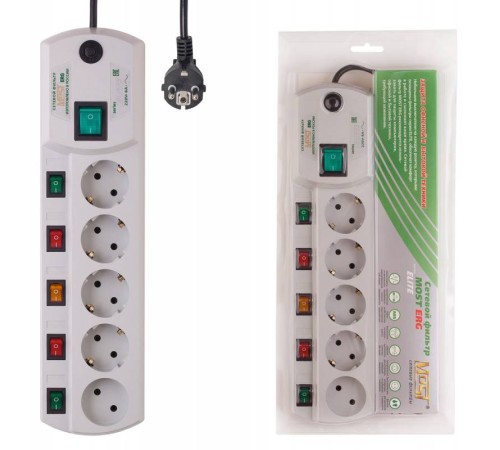 Сетевой фильтр Most ERG 5м (5 розеток) белый (коробка)