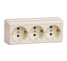 Iek ERO31-K33-16-DC РС23-3-ОК Розетка 3местн. с з/к 16А откр.уст. ОКТАВА (кремовый)