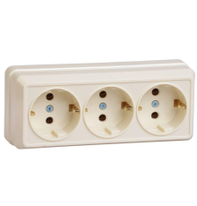Iek ERO31-K33-16-DC РС23-3-ОК Розетка 3местн. с з/к 16А откр.уст. ОКТАВА (кремовый)