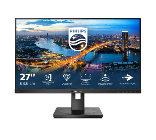 Монитор LCD 27'' 16:9 2560х1440(WQHD) IPS, nonGLARE, 350cd/m2, 75 Гц, H178°/V178°, 1000:1, 50M:1, 16.7M, 4ms, VGA, DVI, HDMI, DP, USB-Hub, Height adj, Tilt, Swivel, Speakers, 2Y, Black