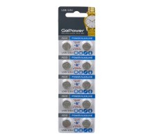 Батарейка GoPower G10/LR1130/LR54/389A/189 BL10 Alkaline 1.5V (10/100/3600) блистер (10 шт.) Батарейка GoPower G10/LR1130/LR54/389A/189 (00-00017857)