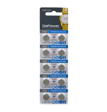 Батарейка GoPower G10/LR1130/LR54/389A/189 BL10 Alkaline 1.5V (10/100/3600) блистер (10 шт.) Батарейка GoPower G10/LR1130/LR54/389A/189 (00-00017857)