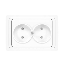 Розетка 2-м СП Валери 16А IP20 без заземл. защ. шторки бел. UNIVersal В0102x