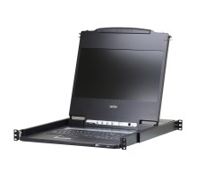 Kонсоль управления, для KVM-переключателей, электрон., 19", HD, SVGA+KBD+MOUSE PS/2 USB,DVI с KVM шнуром USB 1.8м, LCD экран 17", лат./рус.Kлав., (выход на вторую конс 1280x1024 75Hz DDC2BKрепление SINGLE RAIL доп.порт USB A-типа Female) ATEN CL