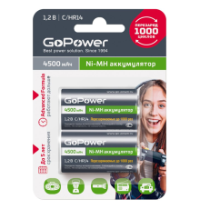 Аккумулятор бытовой GoPower HR14 C BL2 NI-MH 4500mAh (2/12/96) блистер (2 шт.) Аккумулятор бытовой GoPower HR14 C (00-00018322)